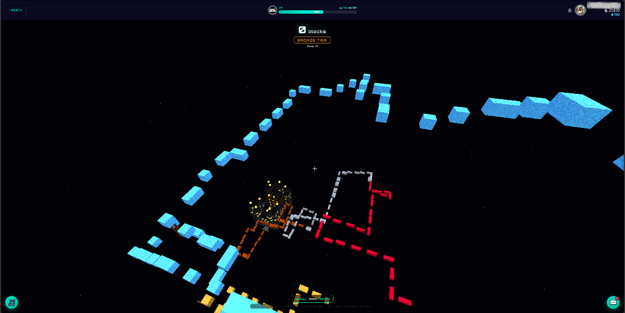 An obstacle course of blocks in deep space.