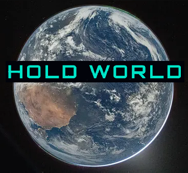 Hold World logo with a realistic earth background.